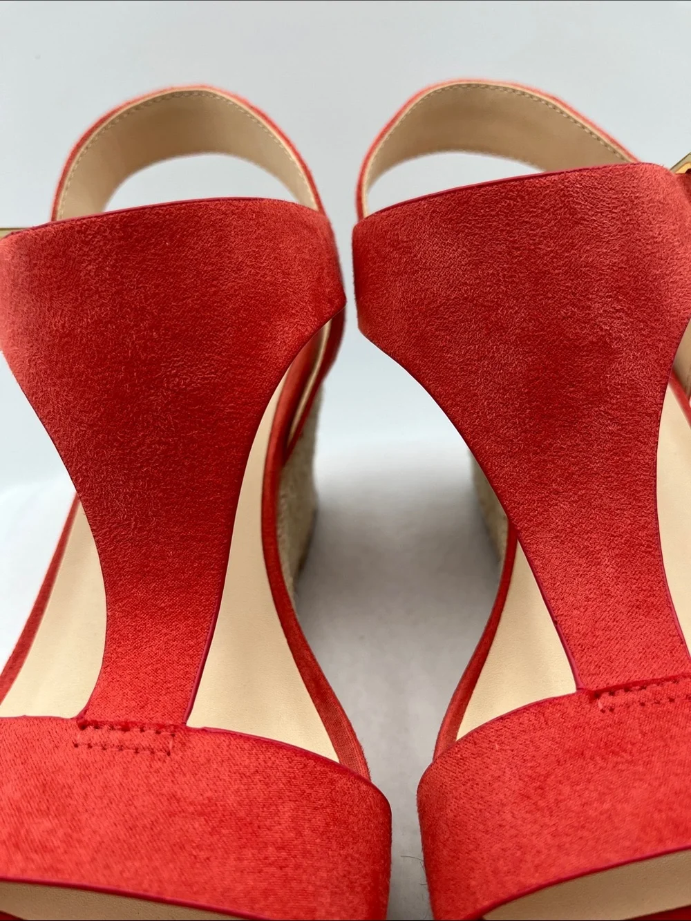 Kenneth Cole Reaction Spiced Coral Suede Espadrille Wedge Sandals